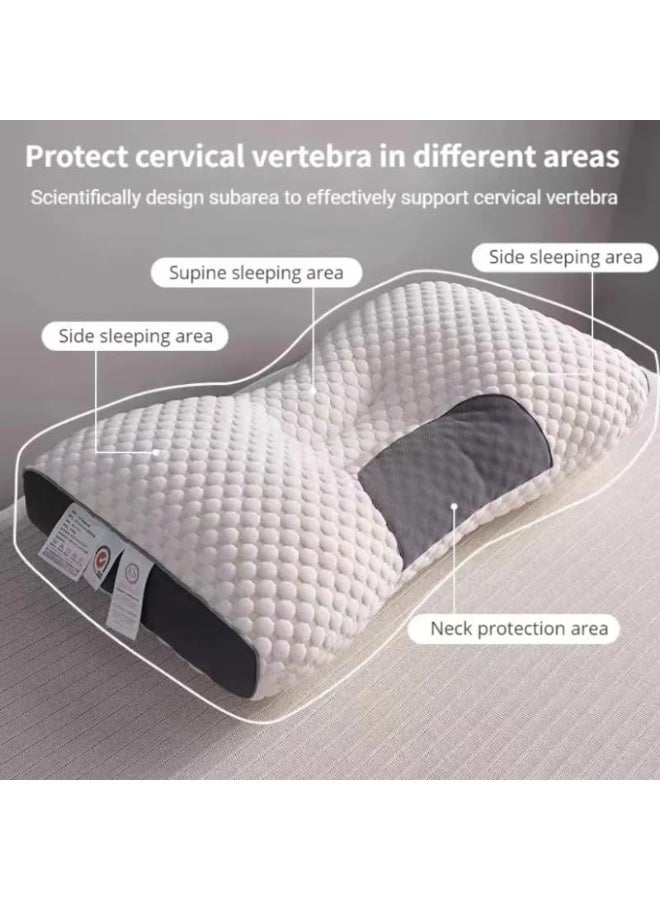 وسادة تدليك ثلاثية الأبعاد مع فاصل سبا للمساعدة على النوم وحماية الرقبة، وسادة تدليك من القطن المحبوك، طقم سرير مكون من قطعتين من وسائد الرقبة المريحة للنوم العميق - دعم تقويمي للرقبة، مثالية لمن ينامون على الجانب والظهر، قابلة للغسل في الغسالة، قلب من البوليستر المتين، راحة في جميع الفصول (2000 غرام) - Image 2